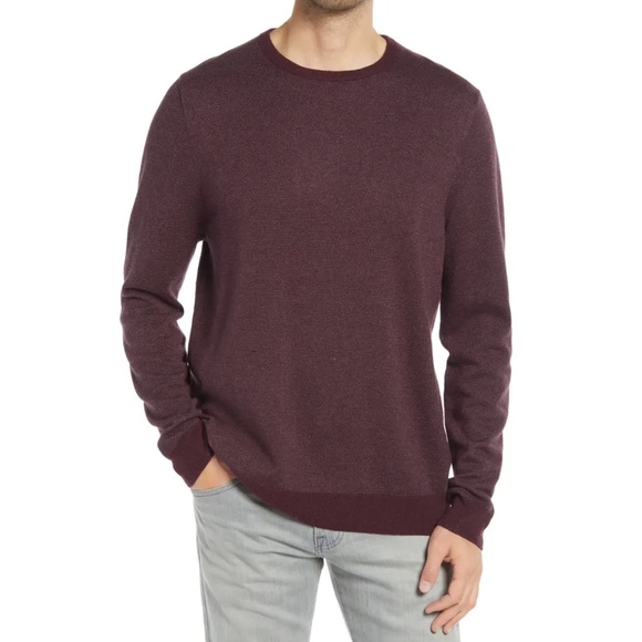 NEW Nordstrom Crewneck Wool Blend Bird’s Eye Sweater - Picture 1 of 8